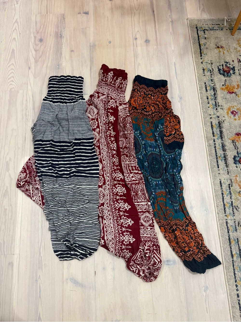 Patterned Women's Harem Pants - Maroon, Black/Gray & Teal Mix
